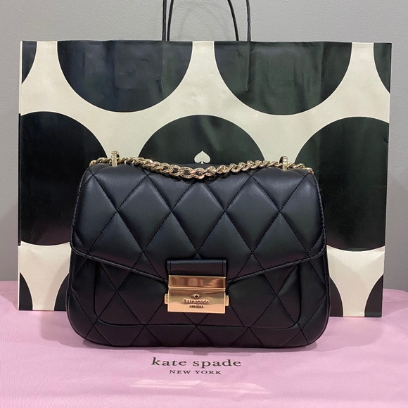 Kate Spade Quilted Black Crossbody with Gold Chain - Picture 2 of 9